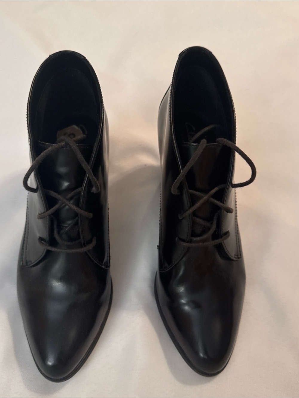 Clarks Black Pointed Lace-Up Ankle Boots